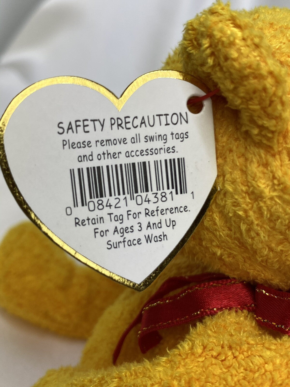 Ty Beanie Baby Poopsie The Yellow Bear Plush W Hang Tag Protector 2001 Retired