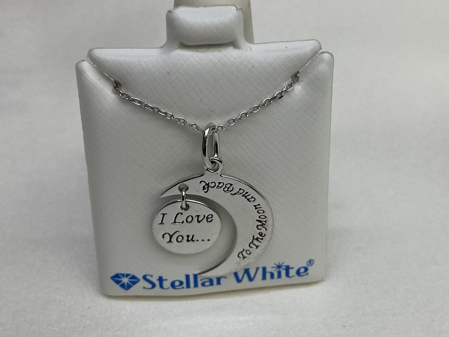 Collar Stellar White de plata de ley 925 "I Love You To The Moon And Back" de 45,72 cm
