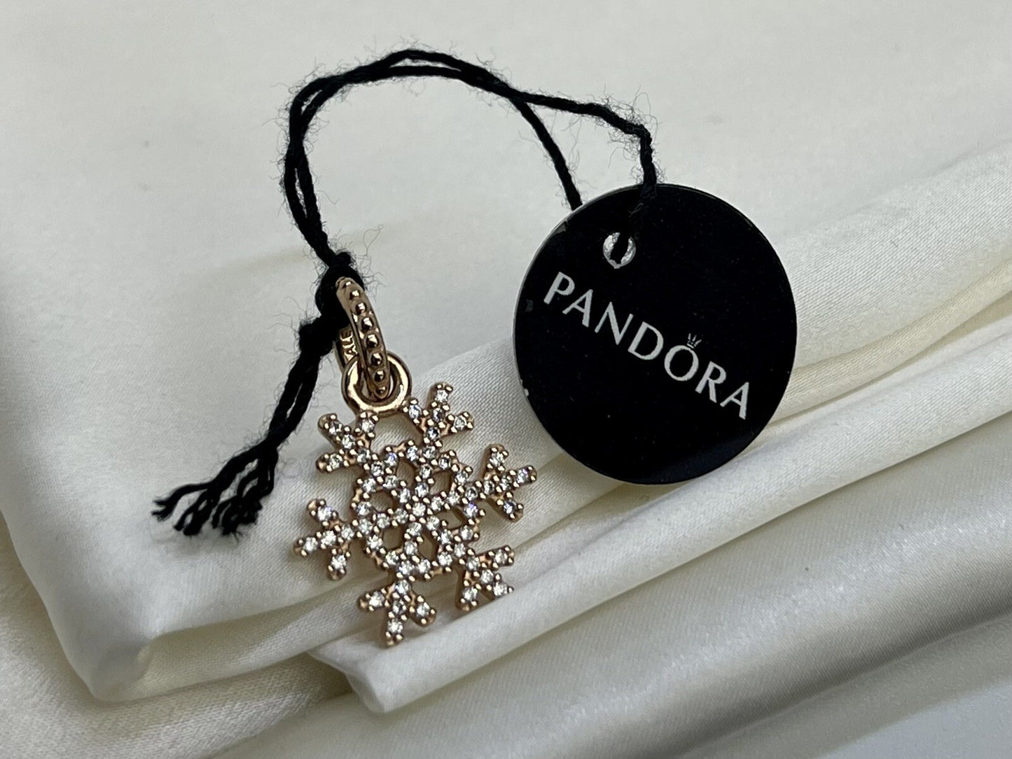 Pandora Rose Gold ALE R Sparkling Snowflake 23mm Dangling Charm Cubic Zirconia