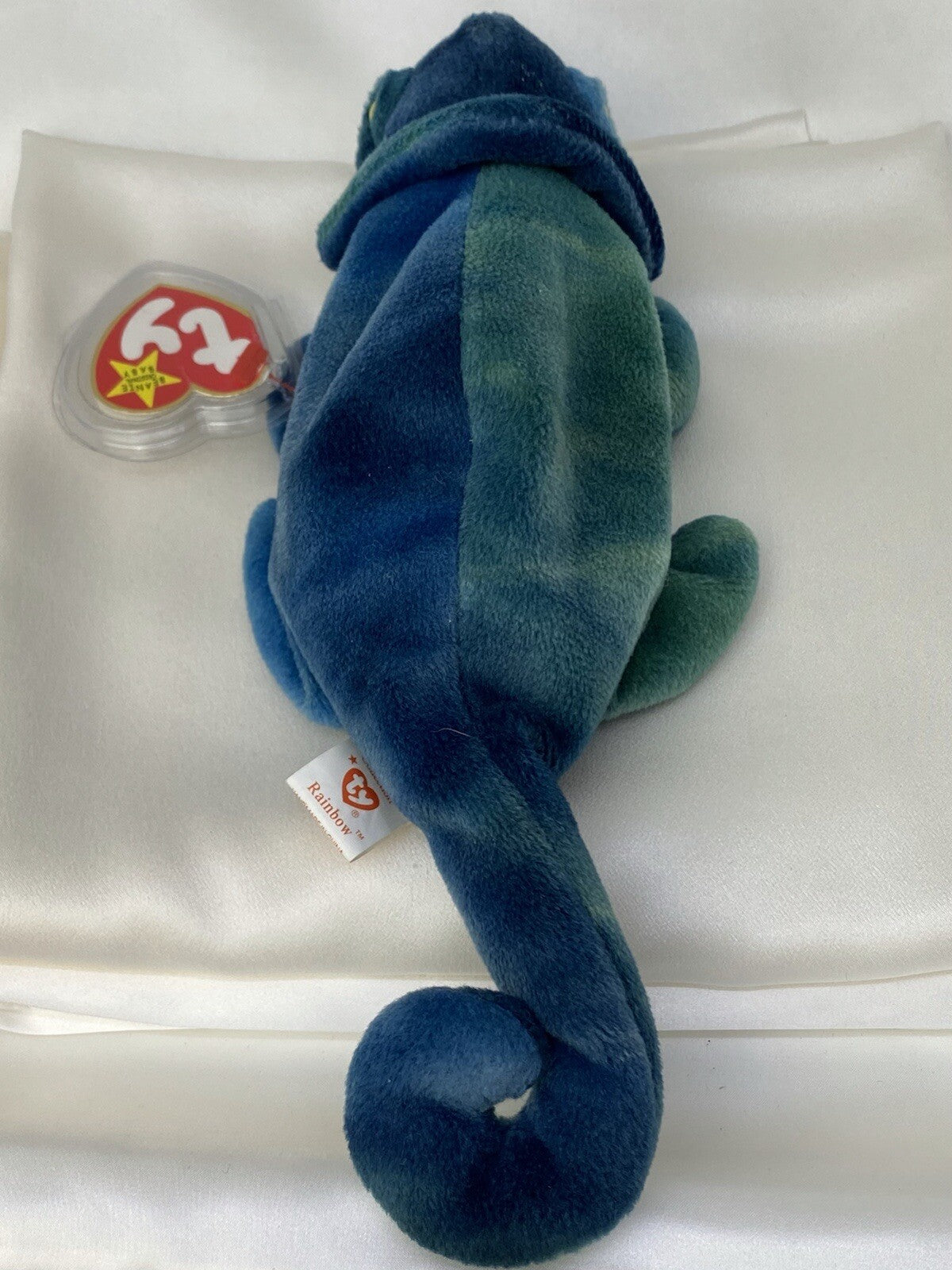 Rare Retired Ty Beanie Baby Rainbow The Chameleon 1997 Mint P.E. Numerous Errors