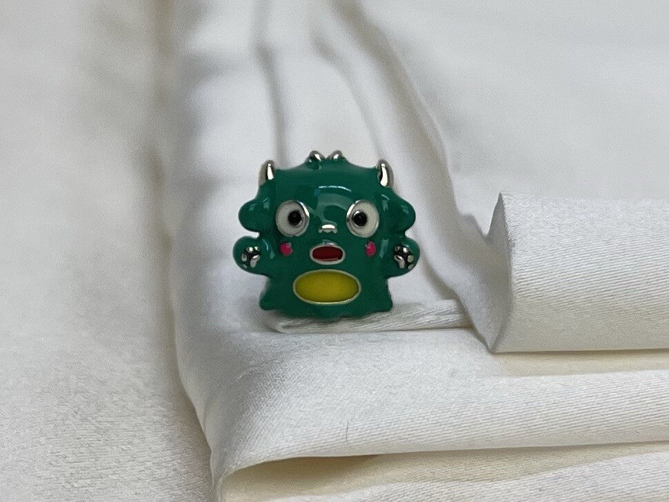 Sterling Silver 925 European Enamel Joyful Anime Kawaii Monster Character Charm.