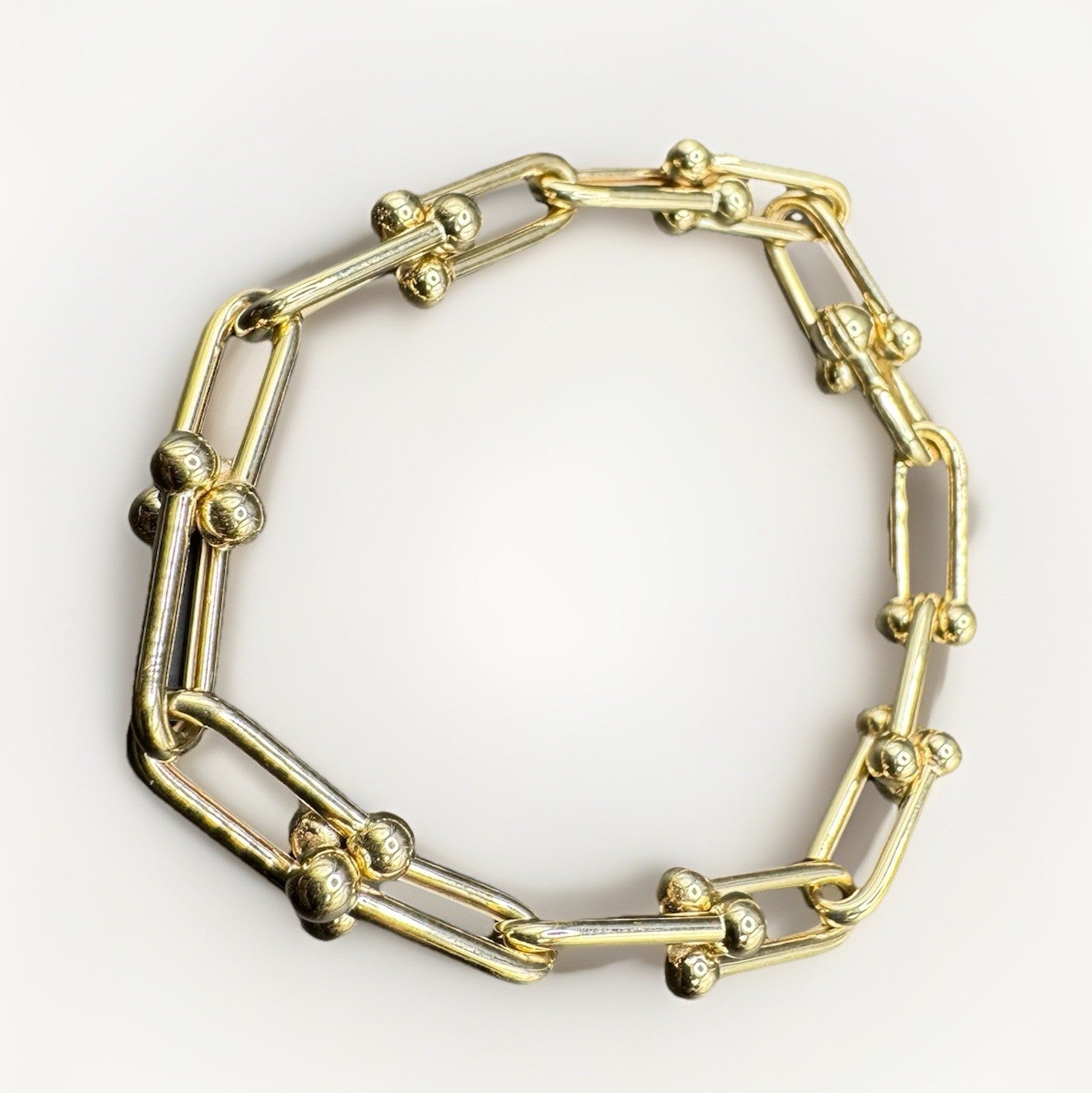 14K Yellow Gold Semi-Solid U-Link Hardwear Bracelet 8.73mm 12.5 Grams Sz 7.50