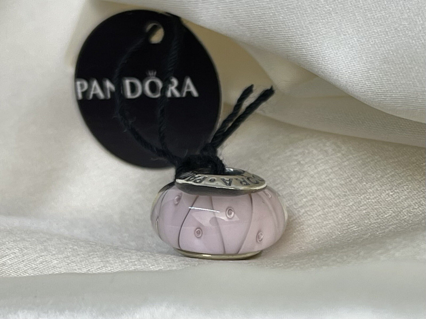 Pandora Sterling Silver 925 Pink Rose Captivating Murano Looking Glass Charm