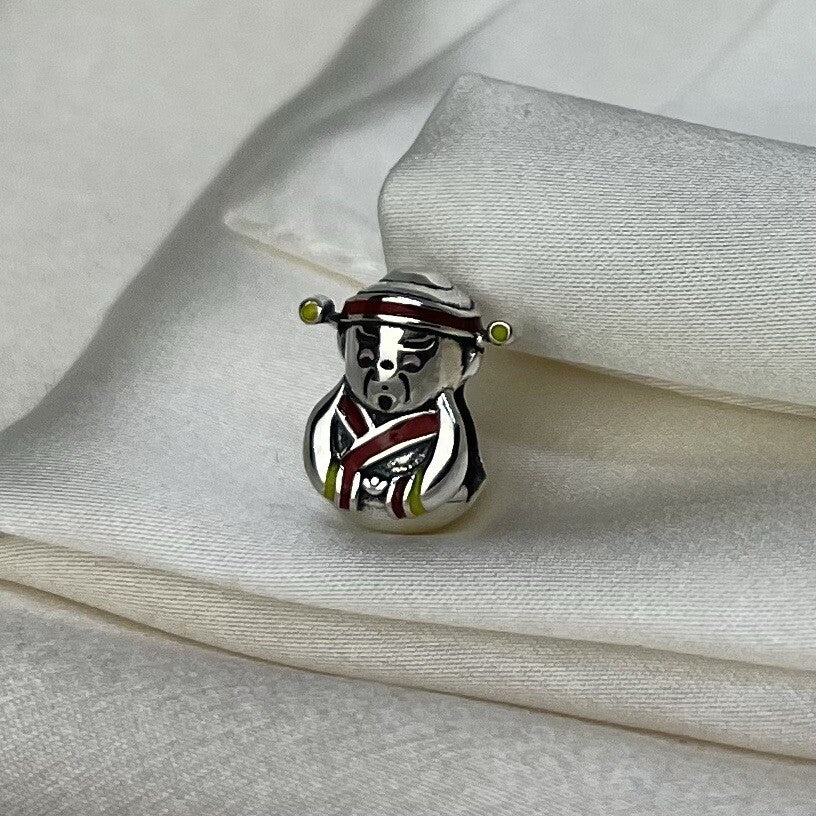 Sterling Silver 925 European Enamel Anime Kawaii Emperor Character Charm