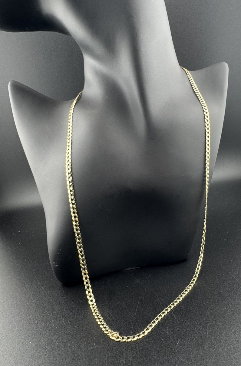 14K Yellow Gold Curb Link Chain Necklace 22in 3.25mm 6.8 Grams Luxury
