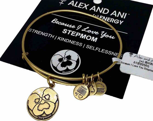 Pulsera con dije Alex And Ani Because I love You Stepmom Rafaelian Gold