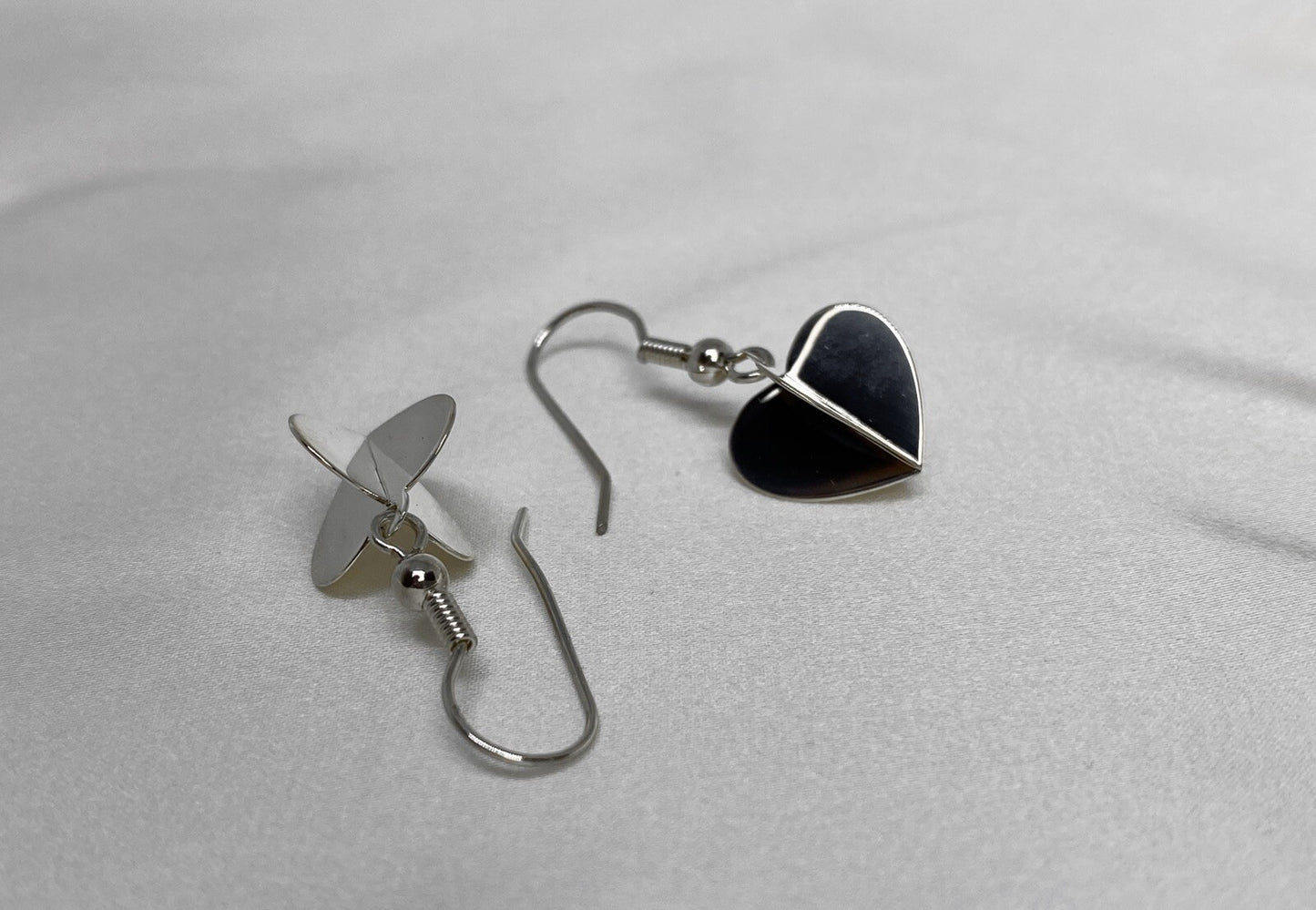 $100 QVC New Sterling Silver 925 Double Sided Heart Dangle Earrings