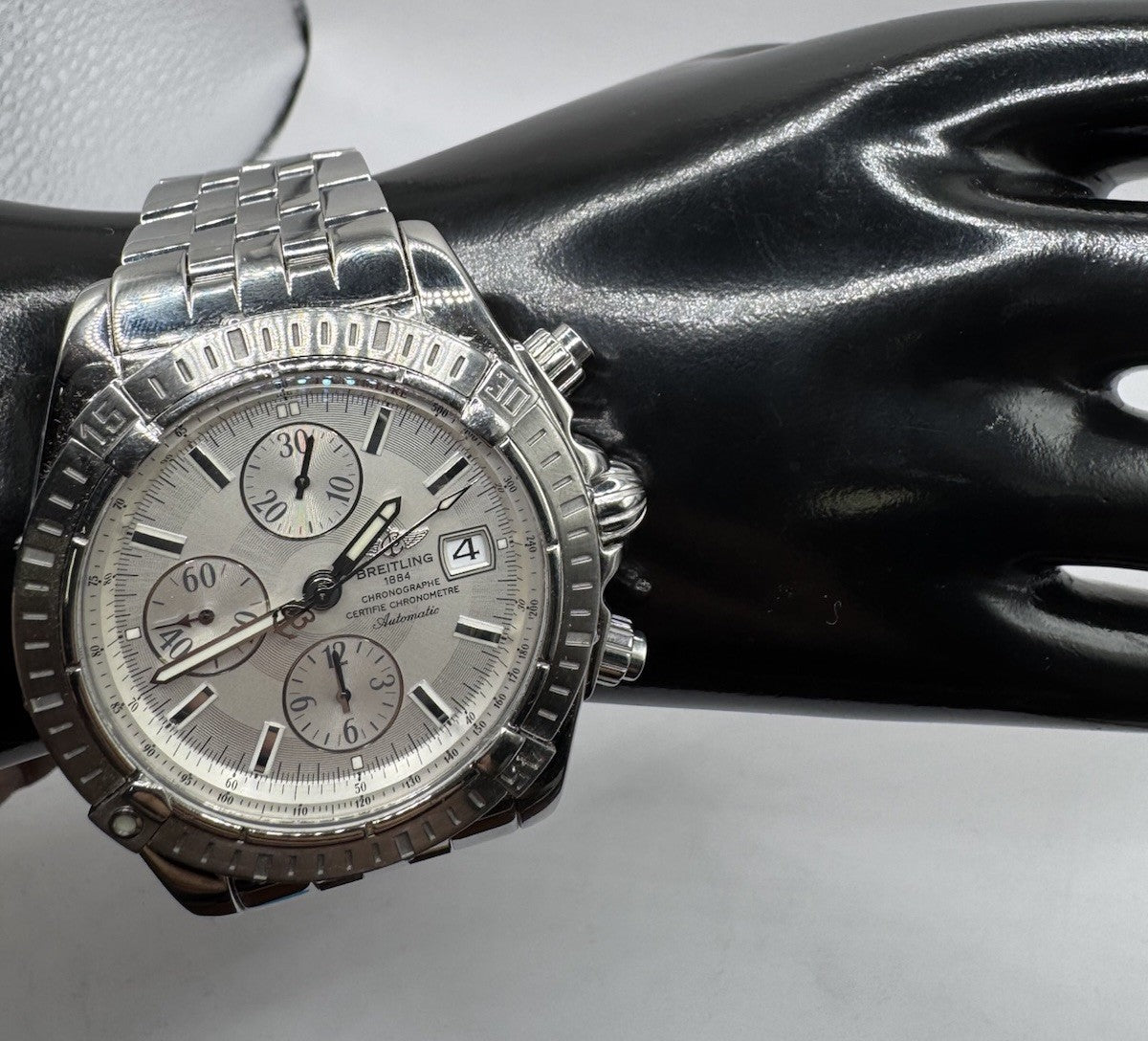 Breitling Chronomat Evolution A13356 Reloj automático para hombre con esfera plateada de 44 mm