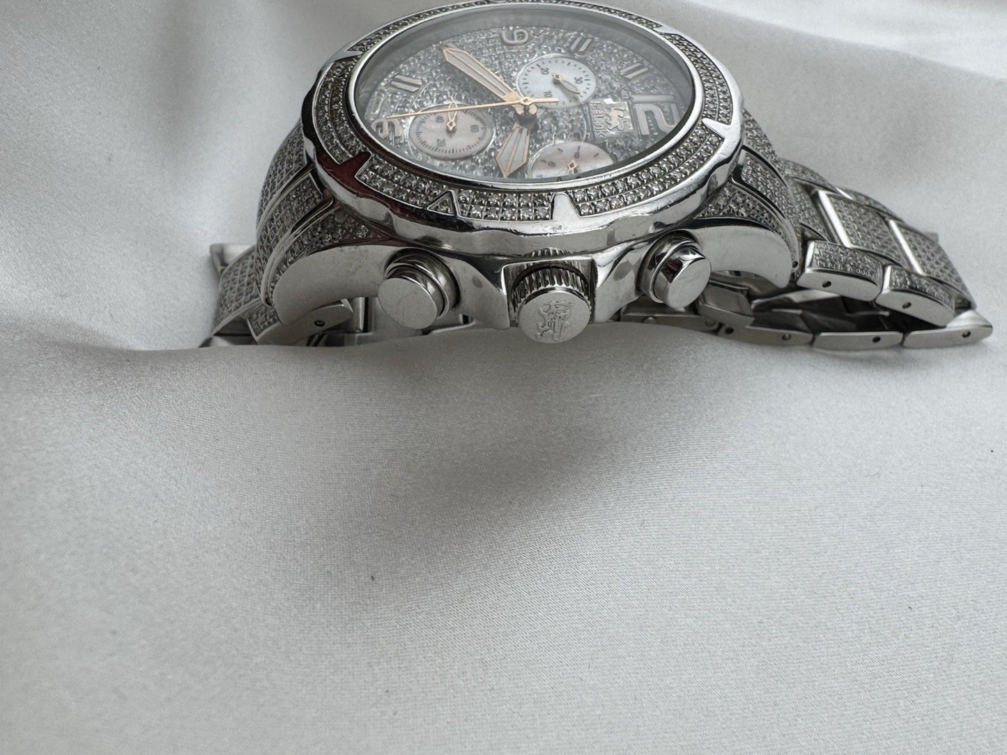 IceLink Aqua Terra 1414 Chronograph 7.00ct Diamond Watch Iced Out Silver 45mm