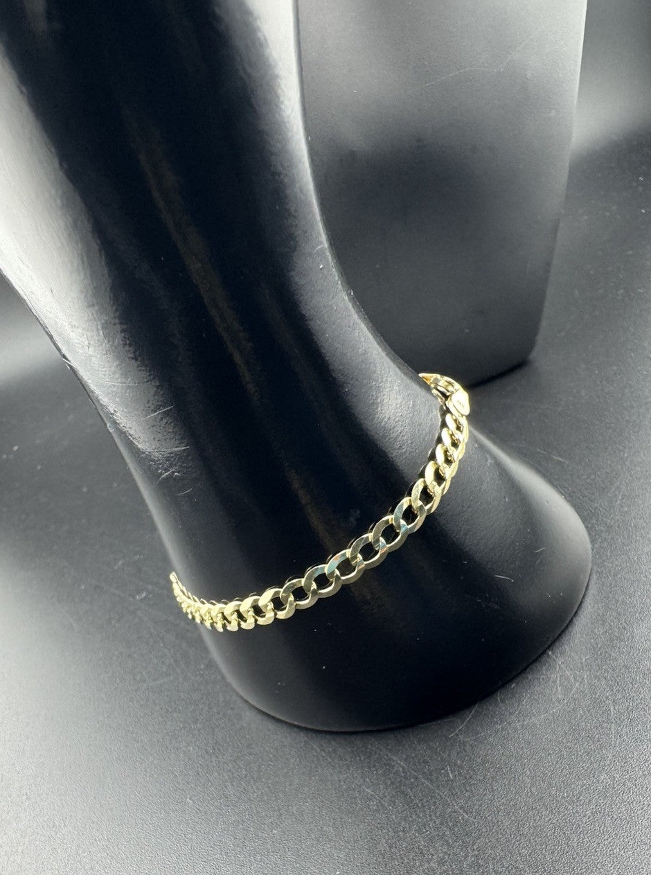 14K Yellow Gold Curb Link Bracelet 7.25in 4.67mm 4.9 Gram Classic Elegant Style*