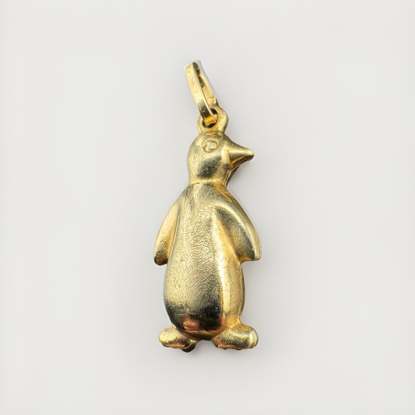 Vintage 14K Yellow Gold 3D Penguin Pendant Charm 2 Grams 11x24mm Made In Italy