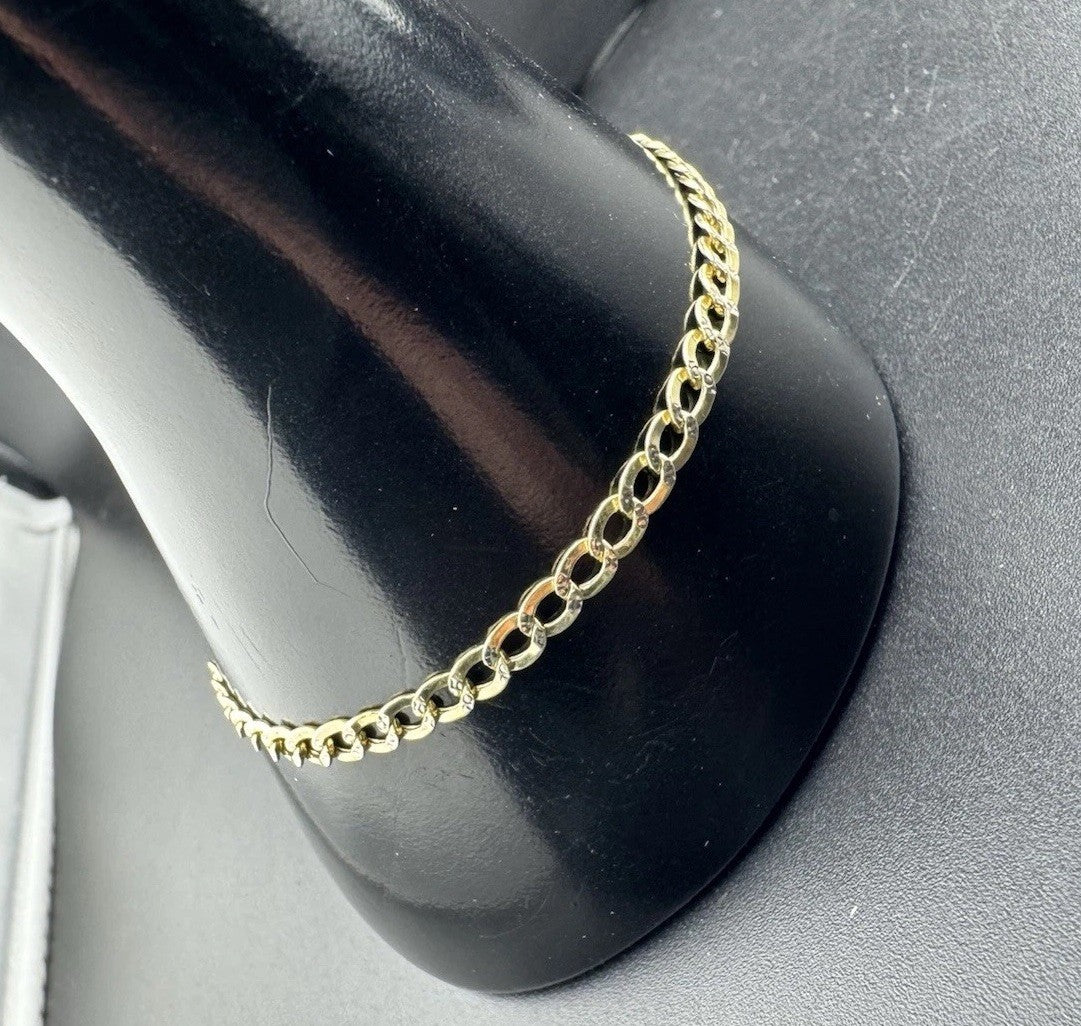 14K Yellow Gold Curb Link Bracelet 7.5in 3.49mm 1.9 Gram Classic Elegant Style