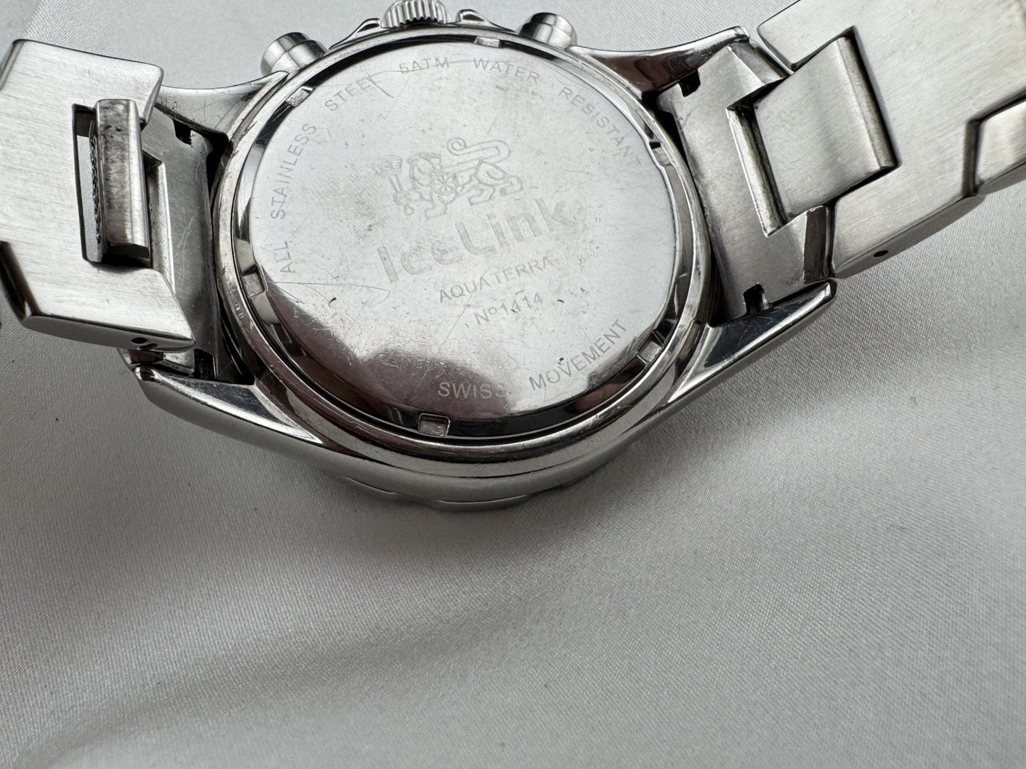 IceLink Aqua Terra 1414 Chronograph 7.00ct Diamond Watch Iced Out Silver 45mm