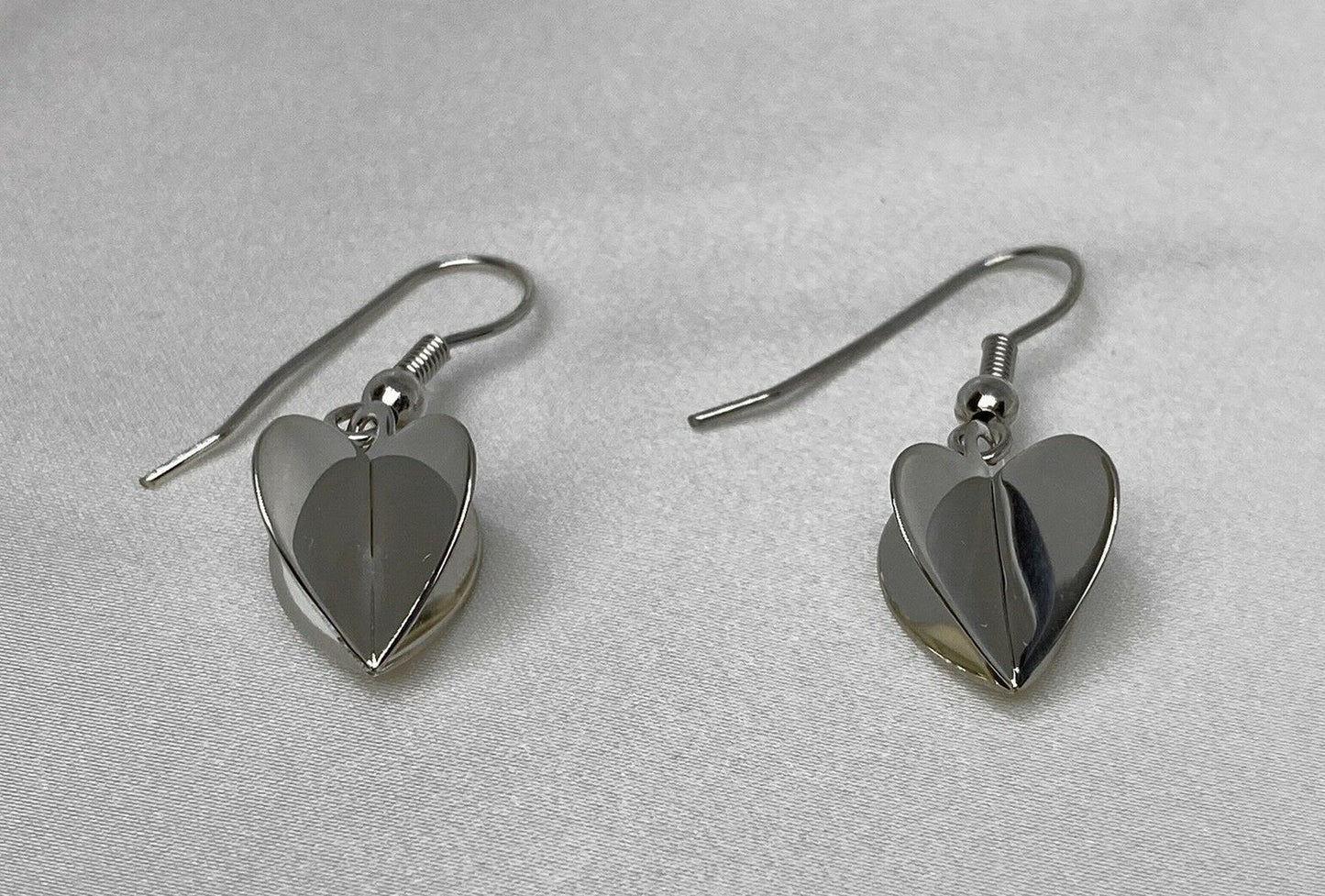 $100 QVC New Sterling Silver 925 Double Sided Heart Dangle Earrings