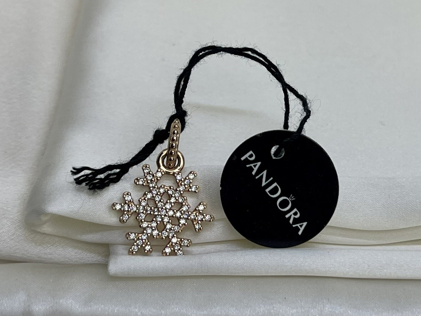 Pandora Rose Gold ALE R Sparkling Snowflake 23mm Dangling Charm Cubic Zirconia