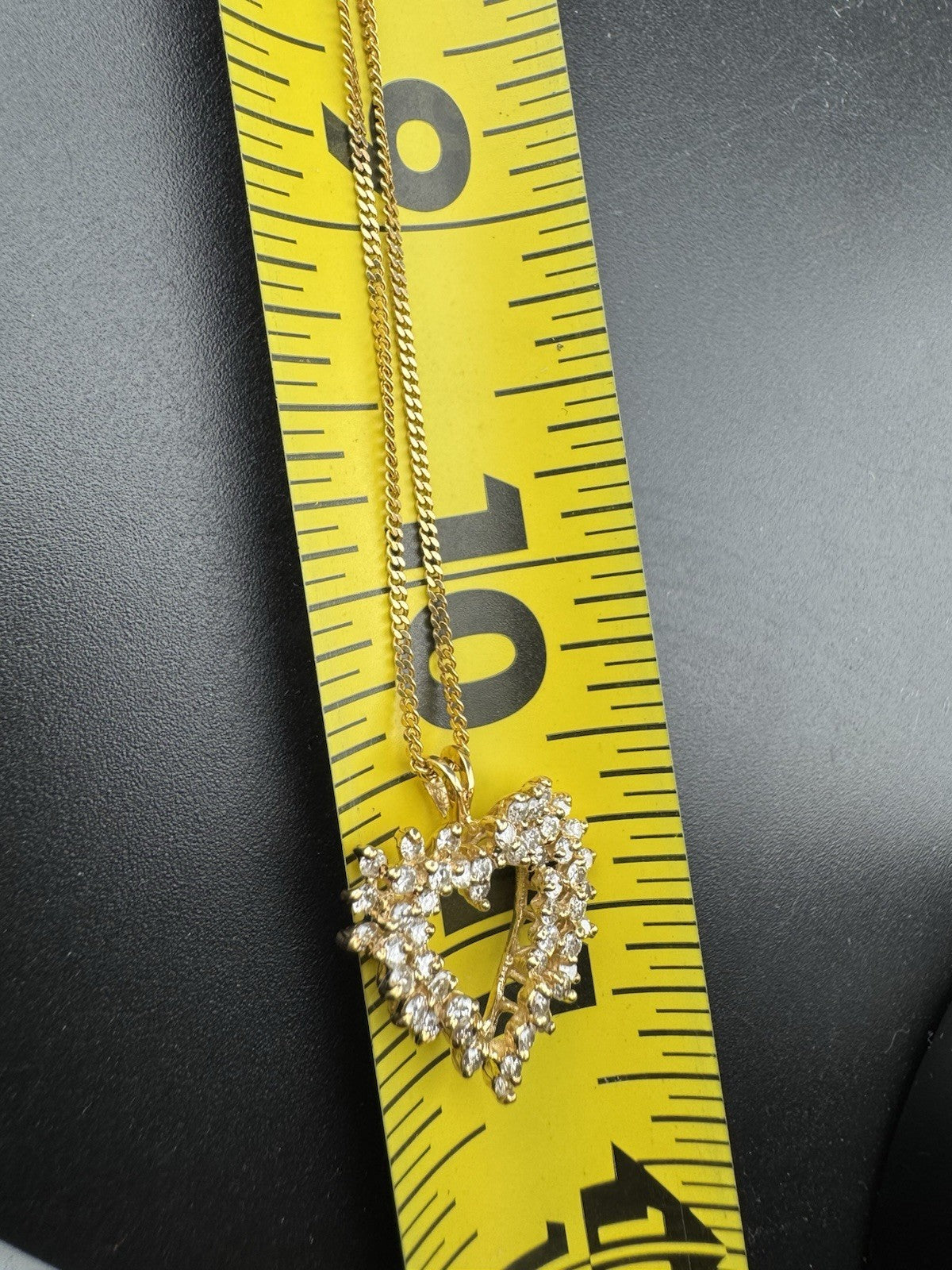 18K Solid Gold Open Heart Diamond Necklace Timeless 21in Pendant 6.8G