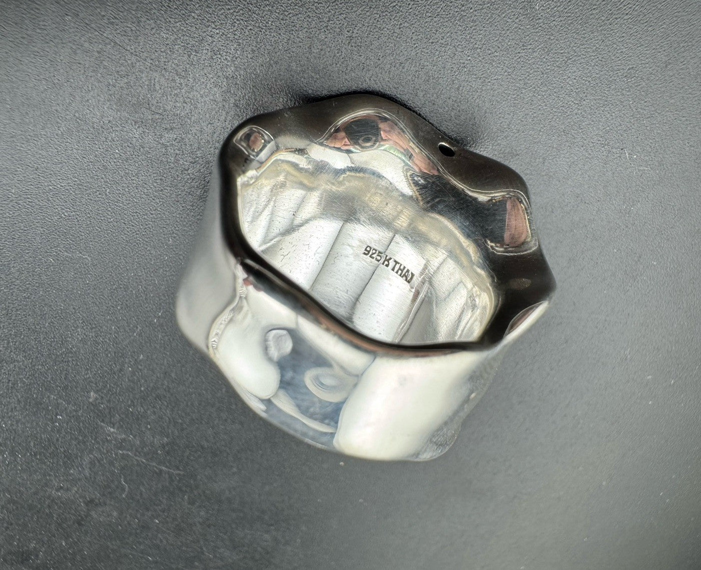 925 Silver 3D Puffy Wavy Wave Thai Ring Sz 7.75 24.24mm 8.4 Gram Bold Statement