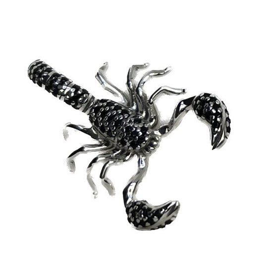 Sterling Silver 925 Black Cubic Zirconia Stone Emperor Scorpion Large Pendant 🦂