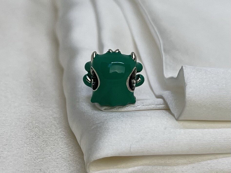 Sterling Silver 925 European Enamel Joyful Anime Kawaii Monster Character Charm.
