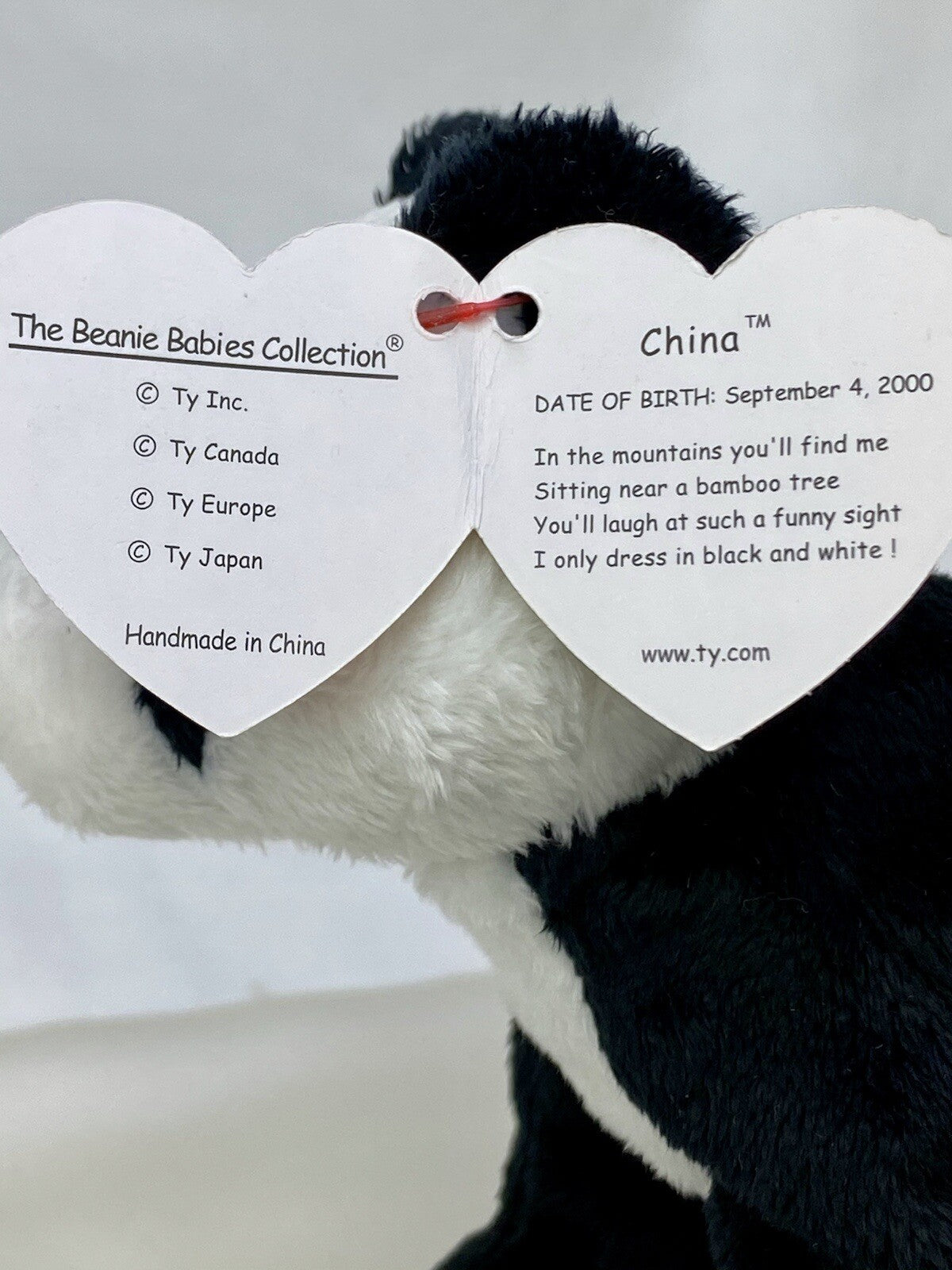 Rare Retired Ty Beanie Baby China The Panda Bear 2000 Mint P.E. Pellets W Errors