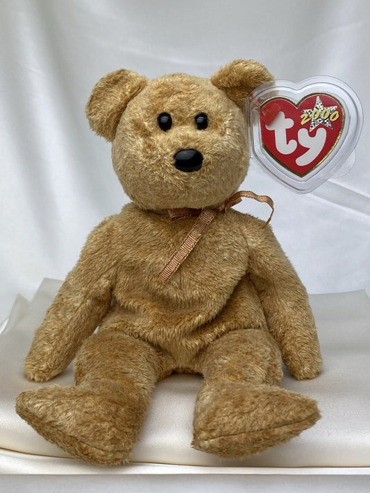 Rare Retired Ty Beanie Baby Cashew The Bear 2000 Mint P.E. Pellets With Errors