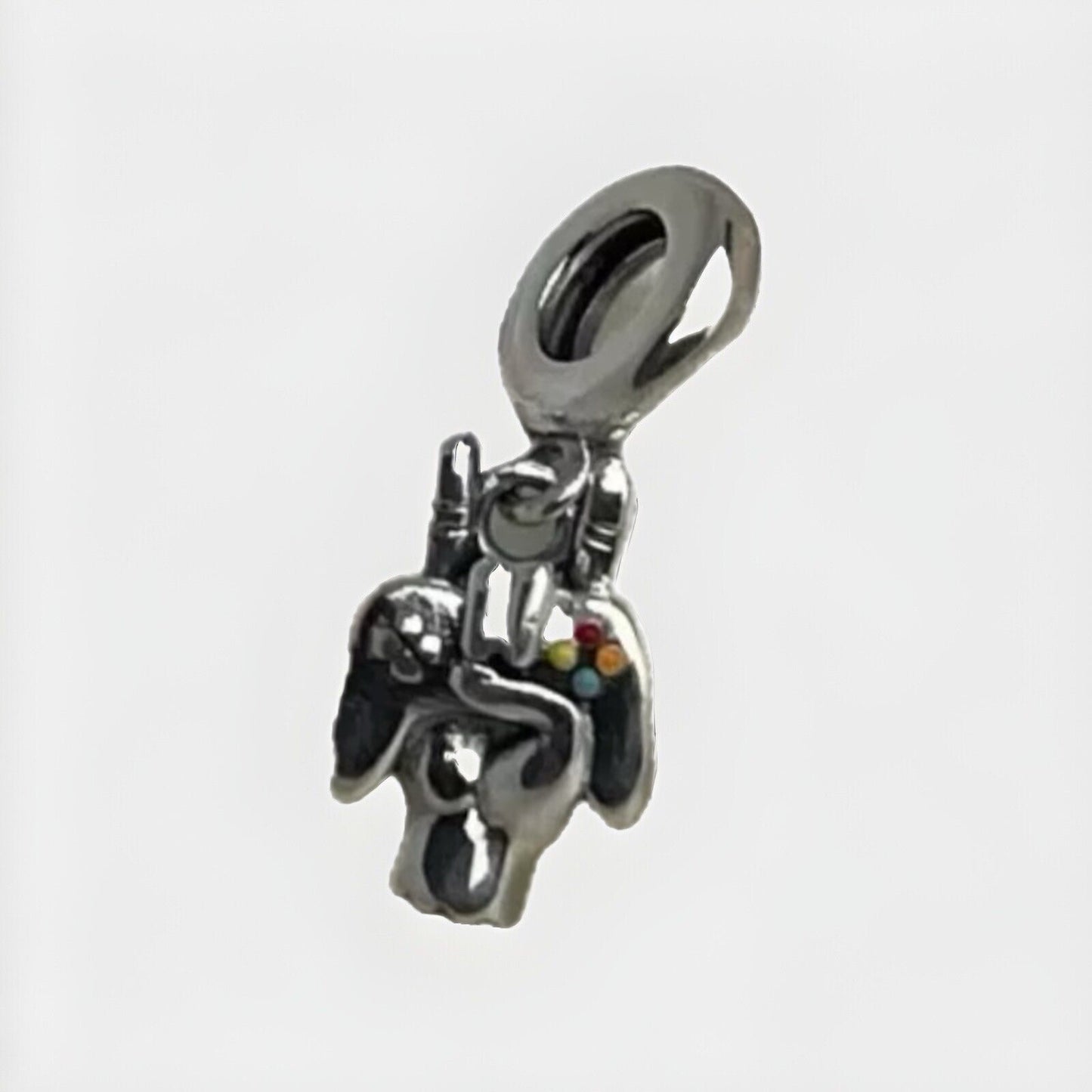 Colgante Charm Columpio Consola Videojuego Esmaltado Plata de Ley 925 Rock and Roll