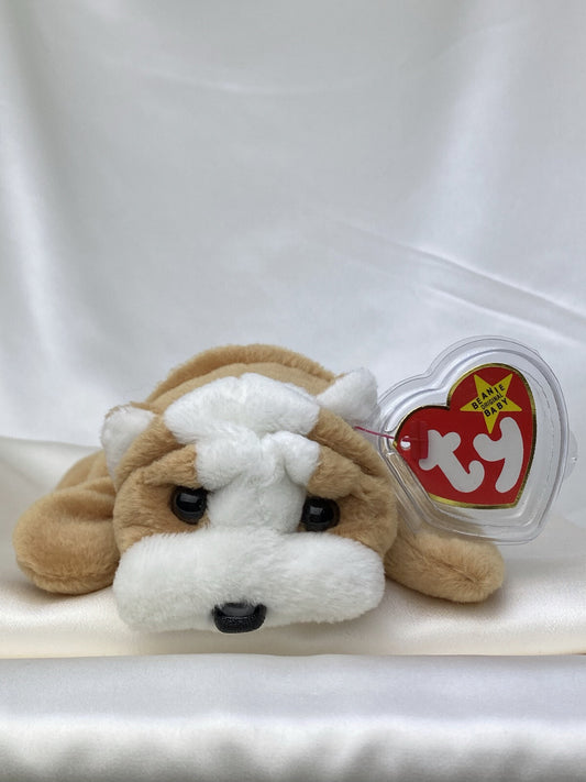 Rare Retired Ty Beanie Baby Wrinkles The Dog 1996 Mint P.V.C. W Numerous Errors
