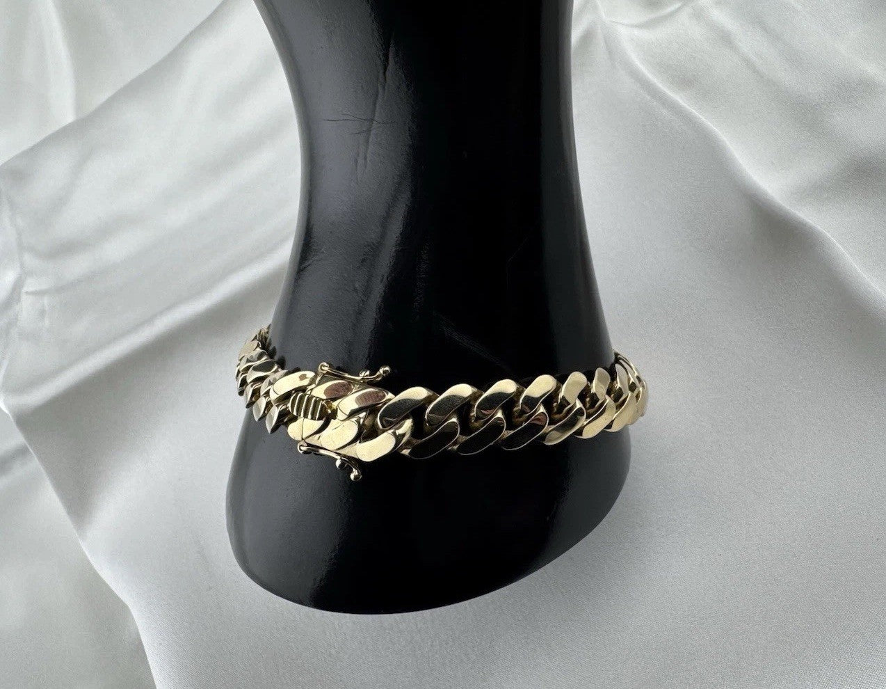 14K Gold Semi Solid Miami Cuban Link Chain Bracelet 9.76mm 8.5 Inch 19.7 Grams