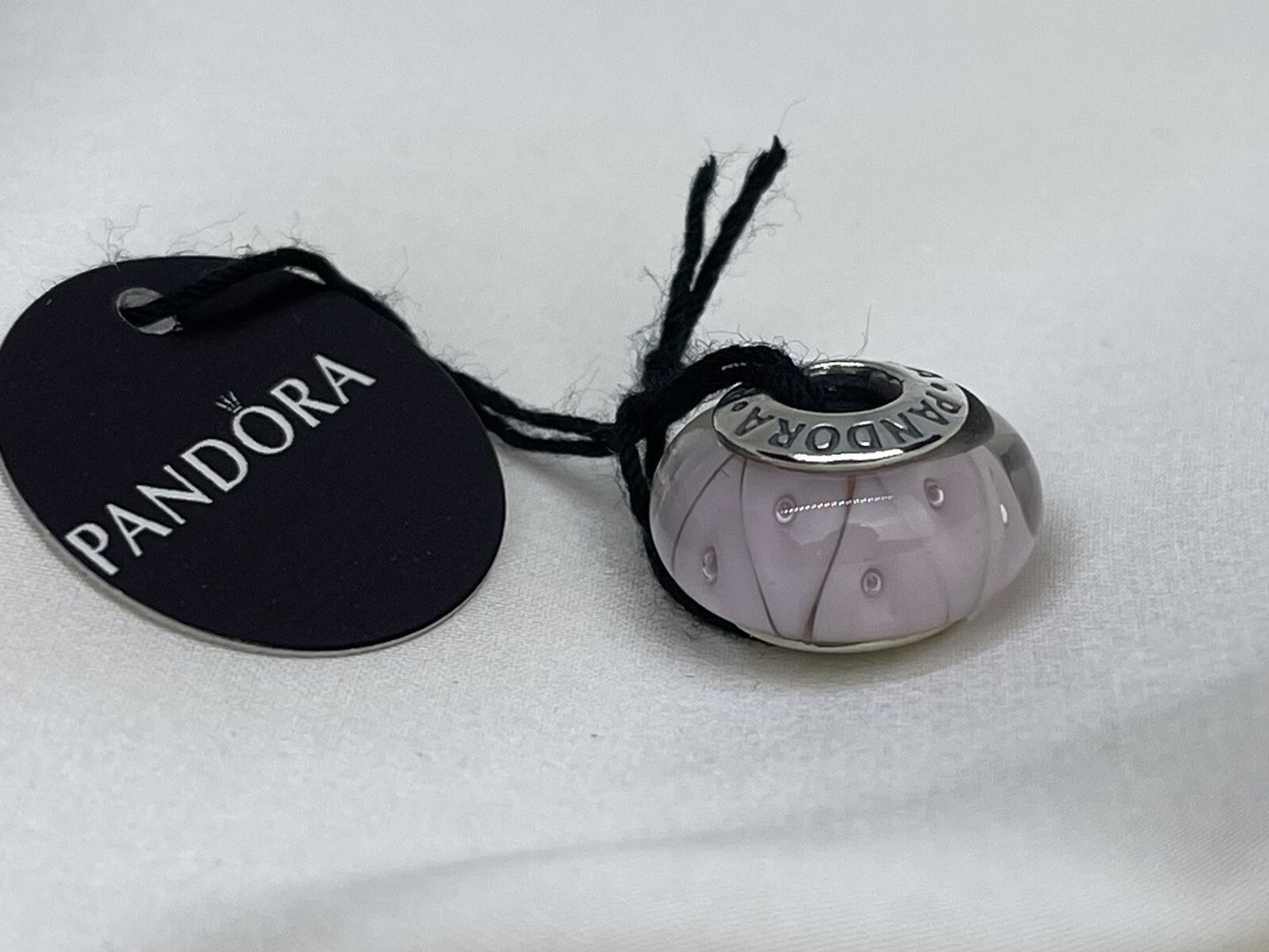 Pandora Sterling Silver 925 Pink Rose Captivating Murano Looking Glass Charm