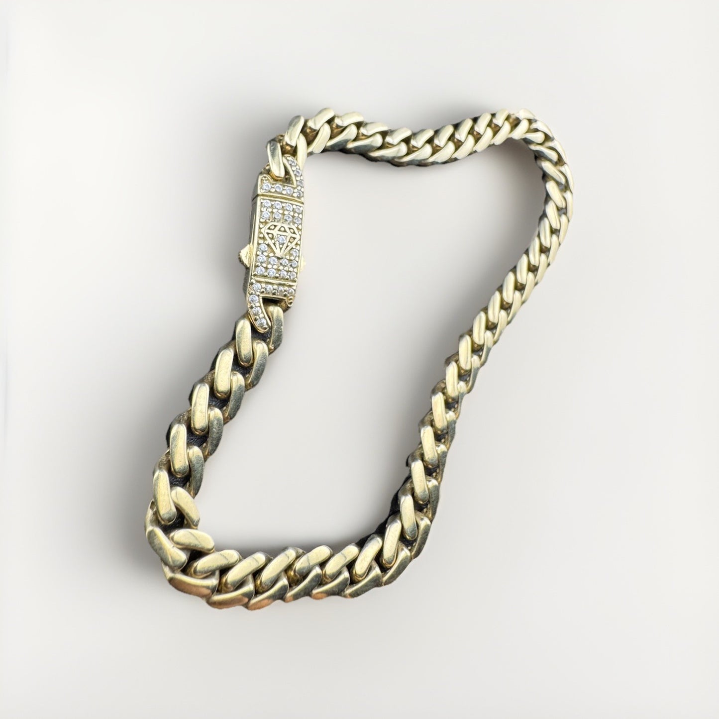 14K Yellow Gold Miami Cuban Bracelet 7in 5.14mm 7.5 Grams CZ Simulated Diamond