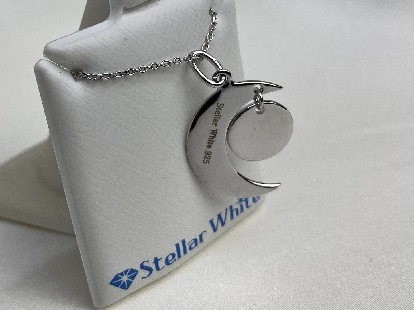 Collar Stellar White de plata de ley 925 "I Love You To The Moon And Back" de 45,72 cm