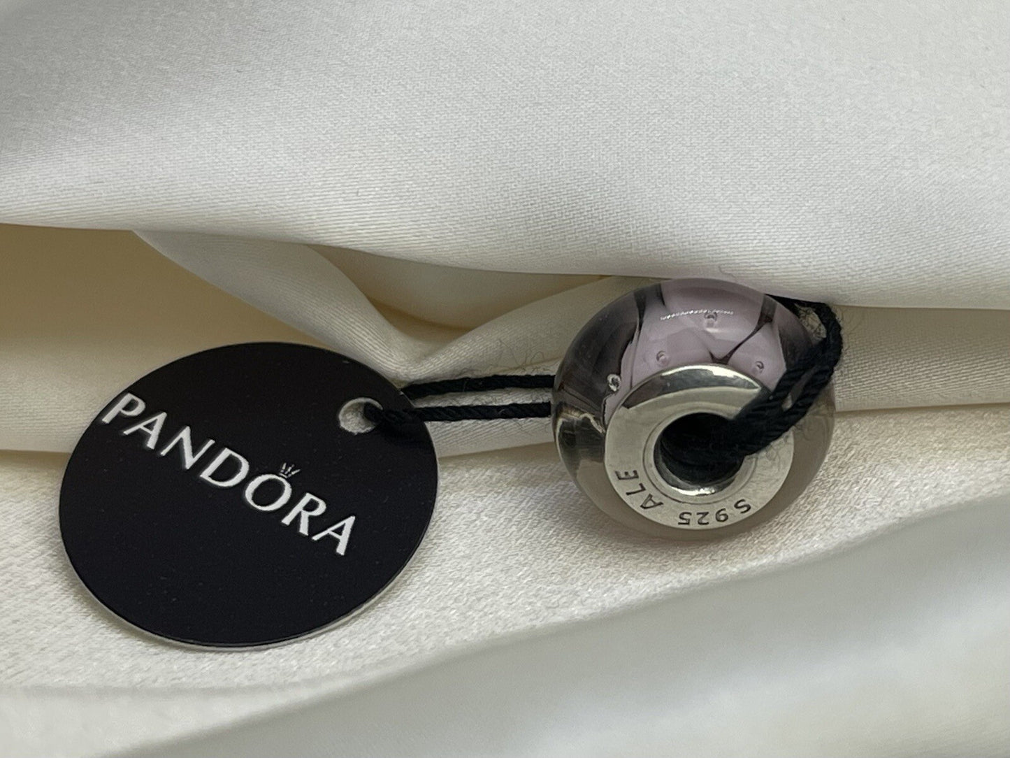 Pandora Sterling Silver 925 Pink Rose Captivating Murano Looking Glass Charm