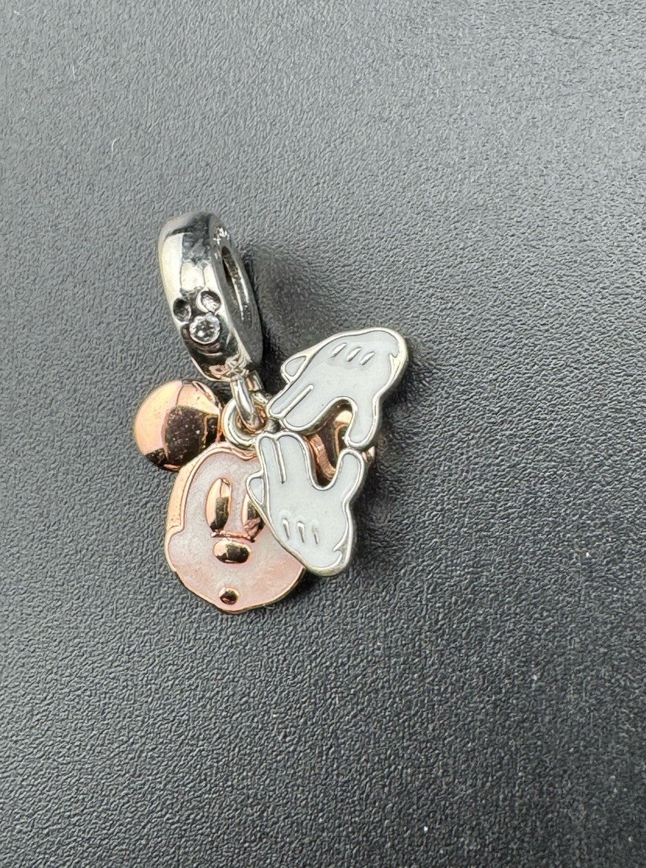 Pandora S.S 925 Disney Mickey Mouse Doble Colgante Charm 780112C01 CZ Sé Tú Mismo