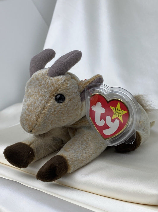 Rare Retired Ty Beanie Baby Goatee The Goat 1998 -1999 Mint P.E. Multiple Errors