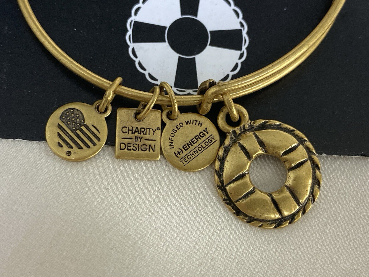 Alex and Ani Life Preserver Rafaelian Gold Charm Bangle Adjustable Bracelet