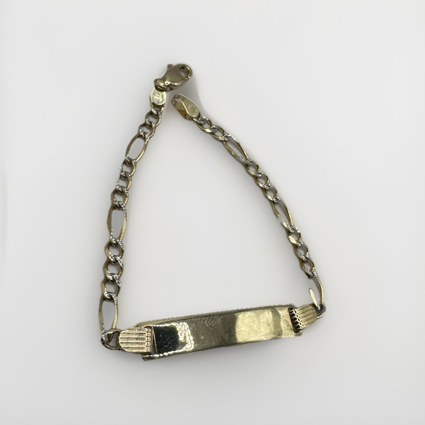 14K Yellow Gold Figaro ID Bracelet 6" Solid Link 3.8G Kids / Petite Women