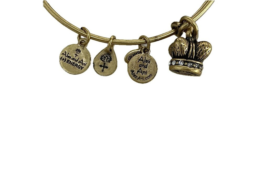 Alex and Ani Charity By Design Kings Crown Rafaelian Gold Charm Power W Crystals