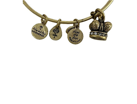 Alex and Ani Charity By Design Corona del Rey Rafaelian Gold Charm Poder con Cristales