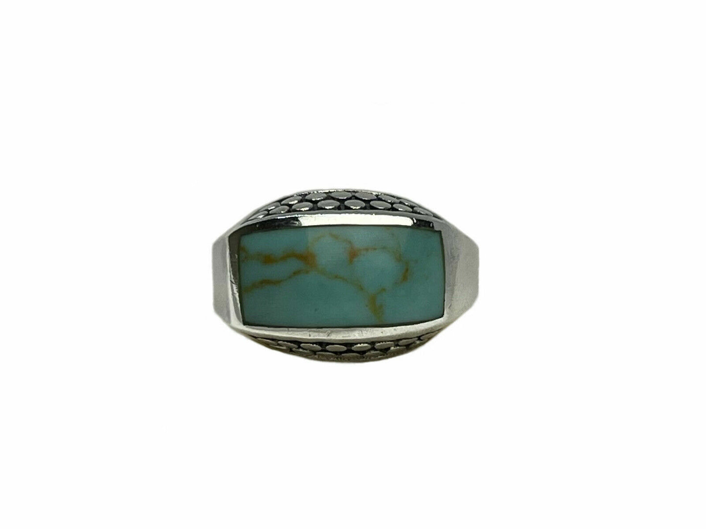 Anillo rectangular de turquesa de 9x15 mm, de plata de ley 925, hecho a mano