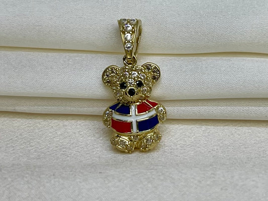 Beltran Jewelry Colgante con dije de osito de peluche vibrante de oro de 14 k con circonita cúbica de 26x11 mm 