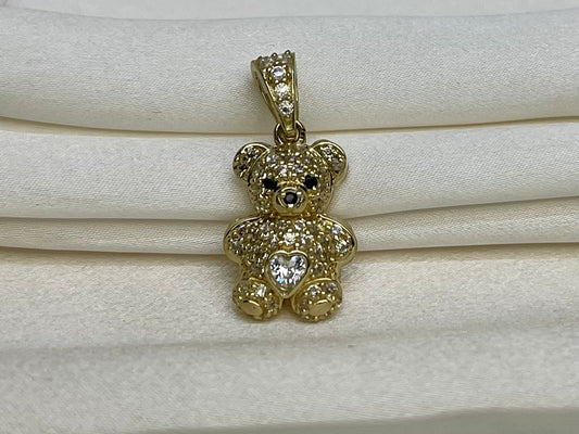 Beltran Jewelry - Colgante con forma de corazón de circonita cúbica de oro de 14 quilates, 0.945 x 0.433 in 