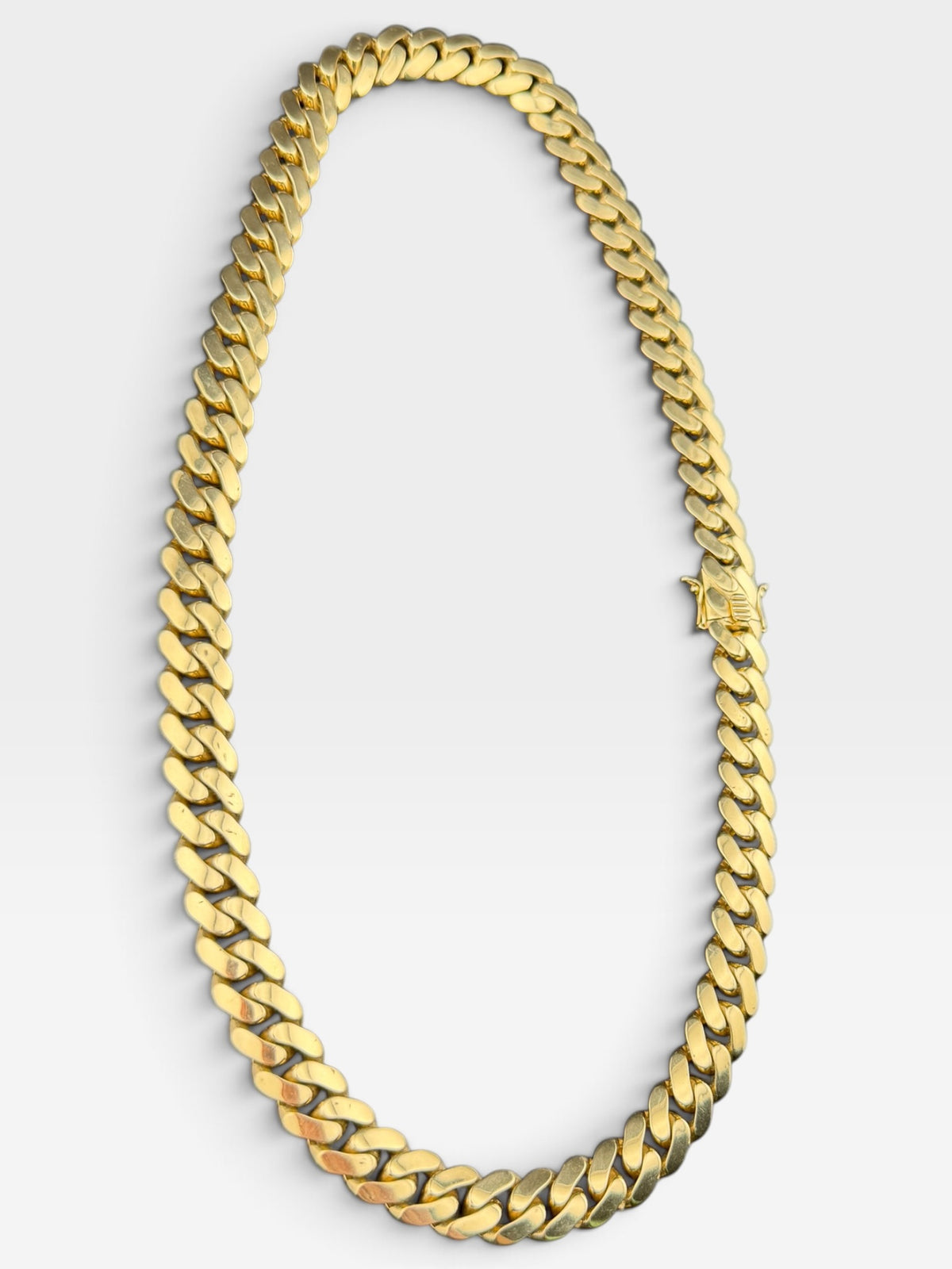 14K Yellow Gold Semi Solid Miami Cuban Link Chain Necklace 12.15mm 22.5" 61 Gram