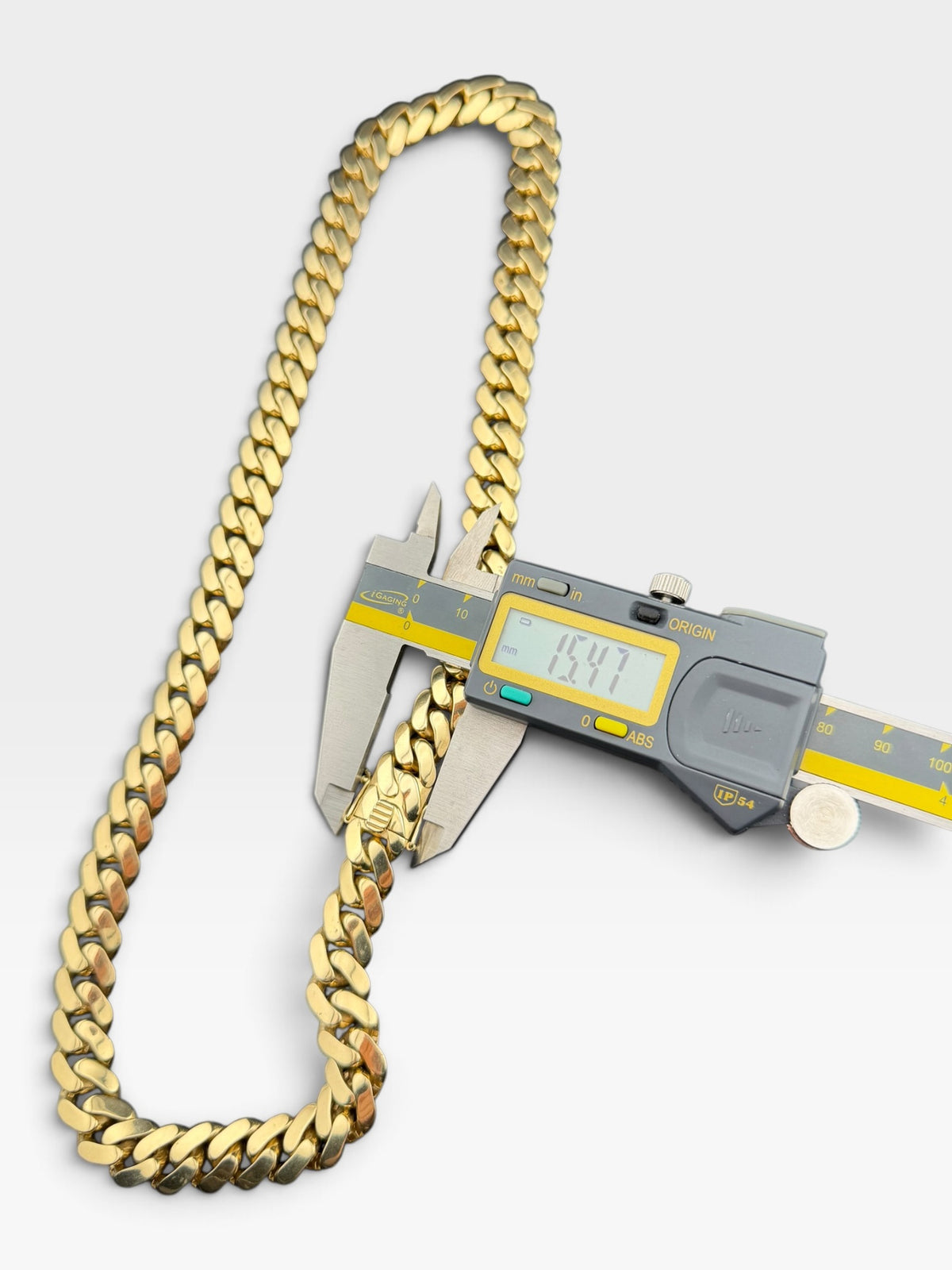14K Yellow Gold Semi Solid Miami Cuban Link Chain Necklace 12.15mm 22.5" 61 Gram