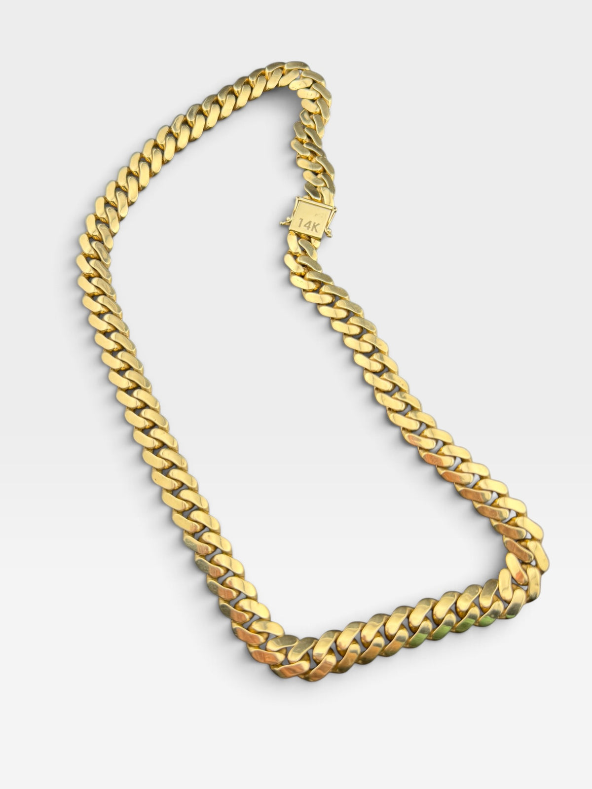 14K Yellow Gold Semi Solid Miami Cuban Link Chain Necklace 12.15mm 22.5" 61 Gram