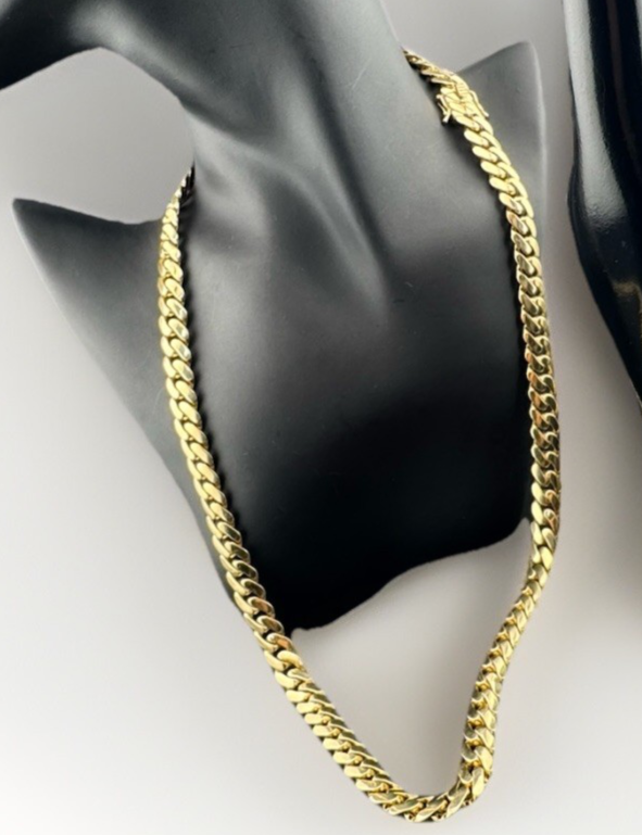 14K Yellow Gold Semi Solid Miami Cuban Link Chain Necklace 9.65mm 24 Inch 52.7 Grams