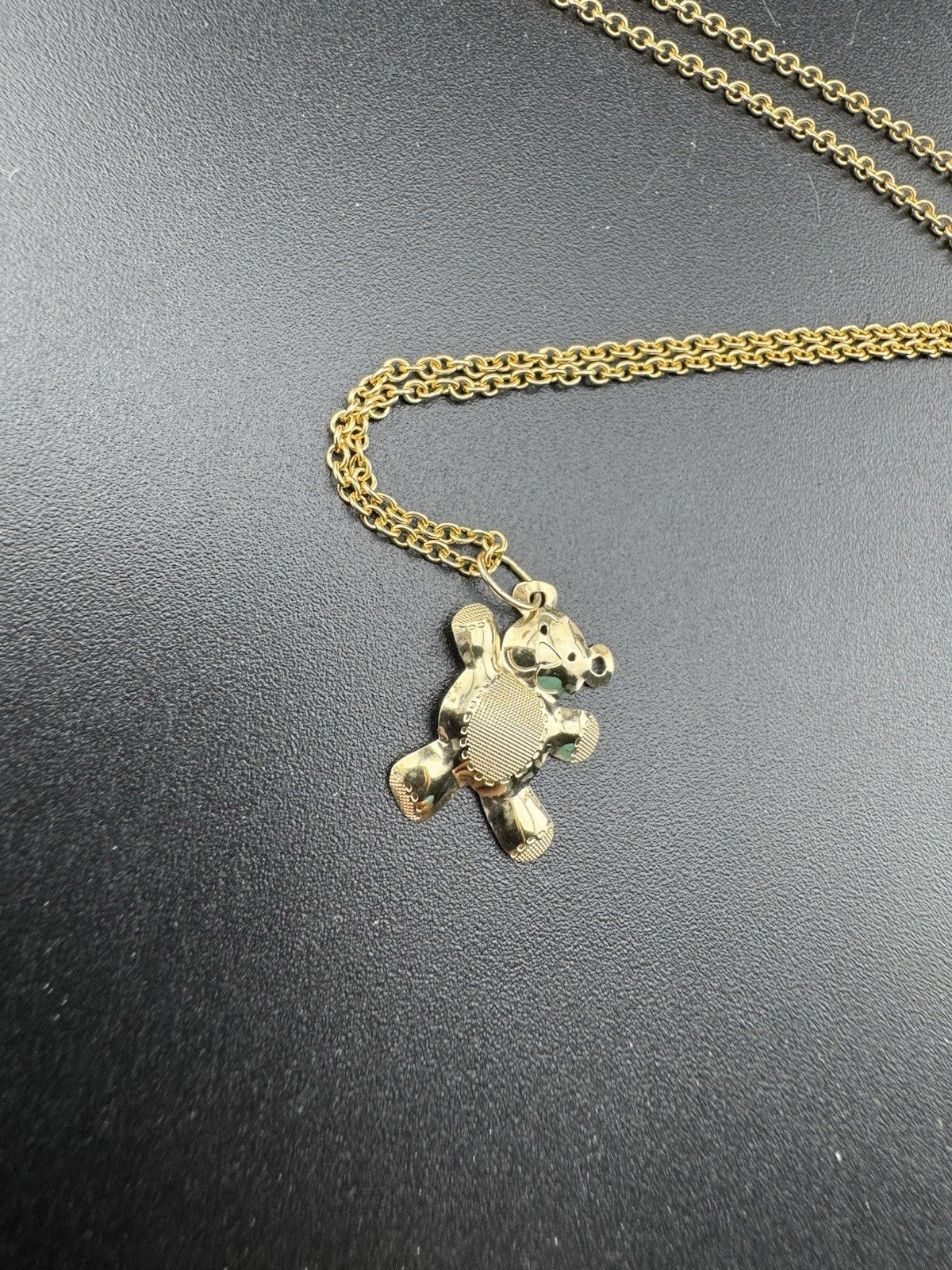 14K Gold Beltran Teddy Bear Cutout Pendant 16in 1.52mm Chain Italy 16mm 2.8 Gram