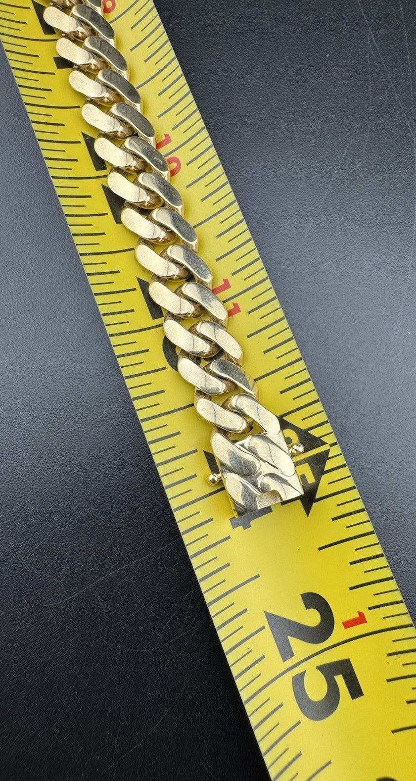 14K Yellow Gold Semi Solid Miami Cuban Link Chain Necklace 9.65mm 24 Inch 52.7 Grams