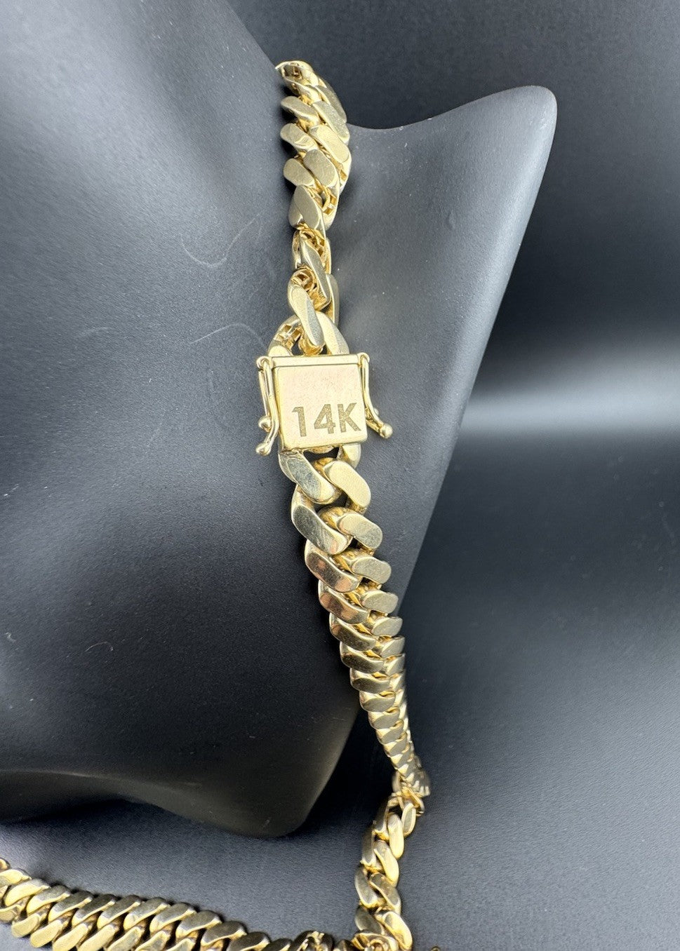 14K Yellow Gold Semi Solid Miami Cuban Link Chain Necklace 9.65mm 24 Inch 52.7 Grams
