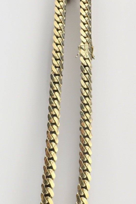 14K Yellow Gold Semi Solid Miami Cuban Link Chain Necklace 9.65mm 24 Inch 52.7 Grams