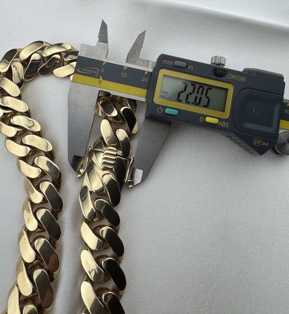 14K Yellow Gold Semi Solid Miami Cuban Link Chain Necklace 22mm 24.5 Inch 103 Grams